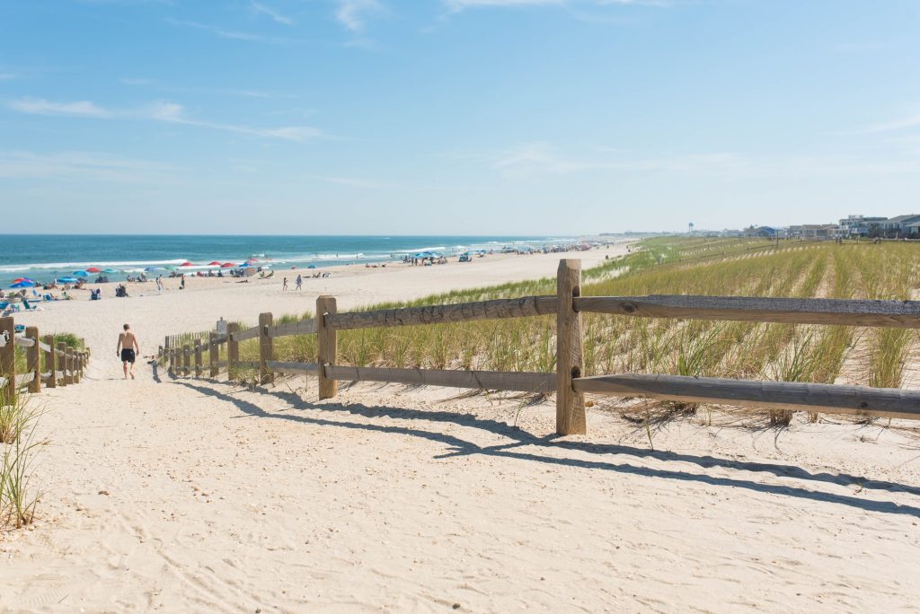 Long Beach Island beach pathway on a hot summer day